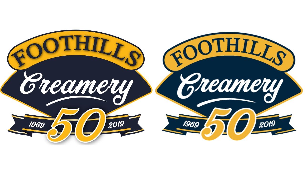 Foothills logo, highlight the slight changes to a typography logo element